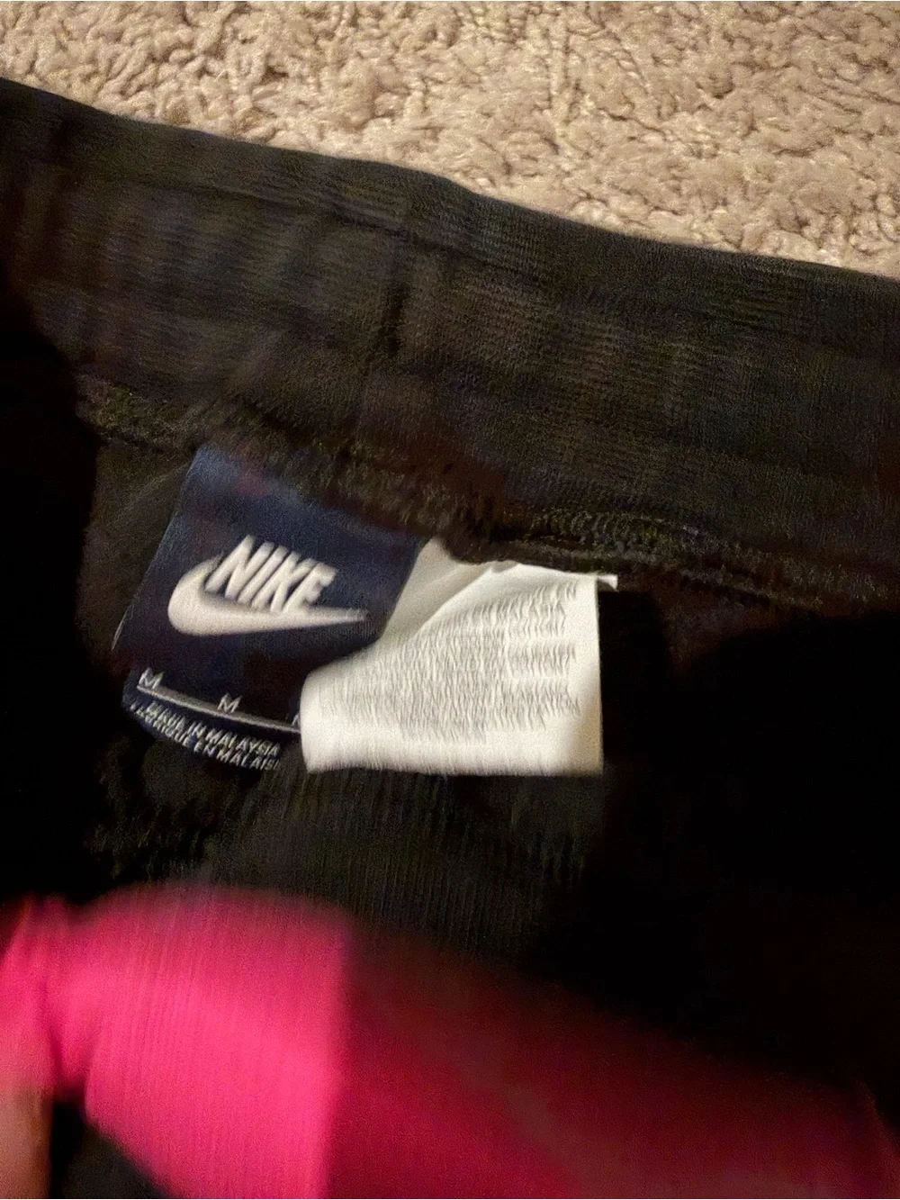 Nike Black Jogger Sweatpants with Pink Swoosh & Drawcord